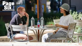 Angelina Jolie Brad Pitt’s daughter Shiloh 17 debuts pink buzzcut during lunch with friend in LA [upl. by Mateusz602]