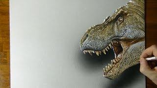 Scary TRex Drawing  3D Art [upl. by Shanks357]