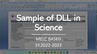 Sample of DLL in Science MELC Based [upl. by Favin960]