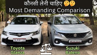 अब सबकी Confusion दूर होगी 🤔 Toyota Glanza VS Suzuki Baleno Comparison 🔥 Most Demanding video😍 [upl. by Lessirg763]