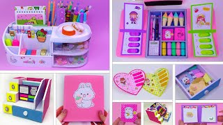 DIY  Cute Stationery Ideas  Folder Organizer Mini notepads desk Organizer from Boxes [upl. by Mckenzie]