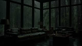 Strong Thunderstorm Sound While Sleeping  Dark Living Room Space for Deep Sleep Relaxation [upl. by Nnaeirual229]