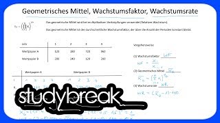 Geometrisches Mittel Wachstumsfaktor Wachstumsrate  Statistik [upl. by Akemit602]