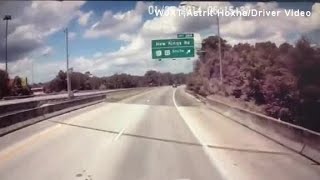 Truck driver averts disaster after car merges onto Florida highway [upl. by Ggerc]