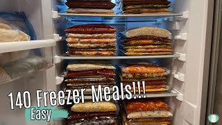 140 Freezer Meals Mega Meal Prep Marathon  Large Family Cooking [upl. by Sairahcaz]