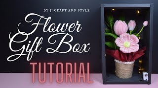 How to make flower with pipe cleaners  Eranthis and tulips flower gift box tutorial [upl. by Bornstein171]