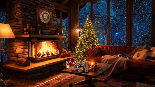 Cozy winter Christmas ambience  Overcome stress in 5 minutes  Blizzard Fireplace sound and Cats [upl. by Ledniahs840]