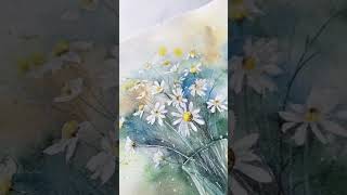 🌼 White Daisies  Watercolor Tutorial arttutorial painting waterpaint watercolor [upl. by Boru]