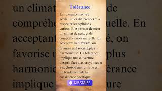 définition de la Tolérance definitions speakfrenchfluently boostyourfrench french [upl. by Llevad]