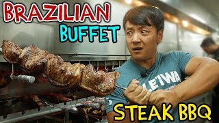 All You Can Eat BRAZILIAN STEAK BBQ Buffet in New York [upl. by Cortney]