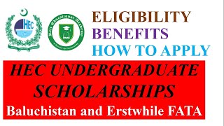 HEC Undergraduate Scholarships for Balochistan and FATA 2024  HEC Scholarships 2025 Information [upl. by Ozzie]