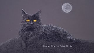 How to Draw a Black Cat in the Night  Halloween Special [upl. by Saundra435]