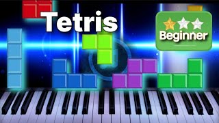 TETRIS Theme  EASY Piano Tutorial  Piano 4ever [upl. by Udela]