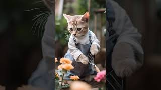 Cute kitten gardening catcute cat video funny [upl. by Yednil420]