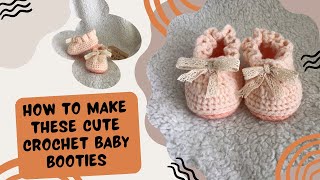 QUICK amp EASY How to Crochet Cute Baby Booties PERFECT for 06 Months [upl. by Cyrilla838]