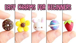 Easy Charms For Beginners│5 in 1 Polymer Clay Tutorial [upl. by Hewitt]