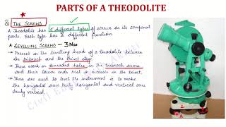 Surveying L7C  Theodolite Surveying  Parts of a Theodolite  Part 2  Hindi [upl. by Aihselat445]