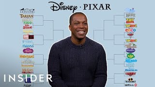 Leslie Odom Jr Does Disney VS Pixar Bracket [upl. by Atiseret]