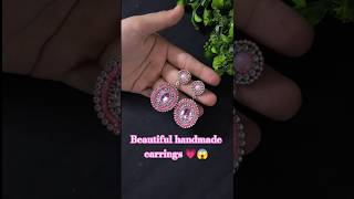 How to make beautiful earrings 😱✨ handmade earrings making at home diy shorts CrafterAditi [upl. by Langille]