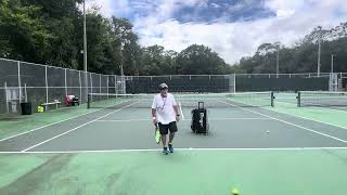 Hitting off the Slinger Tennis Ball Machine back on the Courts fighting through knee pain Let’s Go [upl. by Ahcatan]