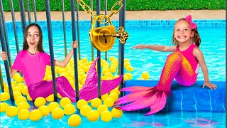 Maya plays with a mermaid and water toys  Kids Songs Maya Mary Mia [upl. by Burman]