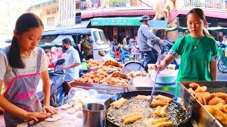 Amazing Donut Making Skills in Cambodia Most Popular Street Food  Youtiao Fried Cake Dessert [upl. by Nebuer]