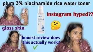 Plum 3 niacinamide amp rice water toner review in Malayalam best for open pores skin brightening 😳 [upl. by Komara]