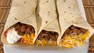 How To Make BurritosMexican Food RecipesBeefBeansCheese [upl. by Assyla]