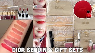 Dior Sequin Lipstick Swatches amp Dior Holiday Gift Sets🌟  Dior Beauty Holiday 2024 [upl. by Angel132]