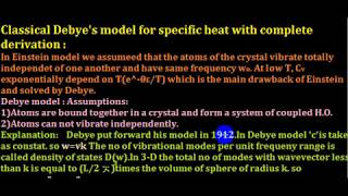 Debye model for heat capacity with complete derivation [upl. by Yrogiarc]