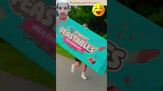 Mrbeast Running feastables chocolate 🤯 mrbeast trending mrbeastchallenge mrbeastshorts viral [upl. by Anehsak]