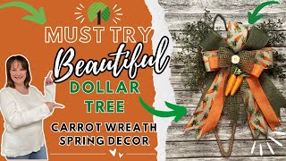 Dollar Tree Carrot Wreath DIY Thats Perfect For Spring  Easy Wreaths  Easter Crafts dollartree [upl. by Grosz921]