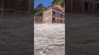 Floods hit huge rocks rolled down from the mountains and buildings collapsed [upl. by Nirro441]