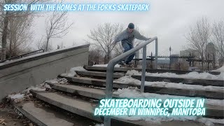 Skateboarding Session in December in Winnipeg Manitoba at The Forks Skatepark [upl. by Risteau]