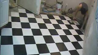 Checkerboard Floor Tile Installation 12quot x 12quot Diamond Pattern [upl. by Torry181]