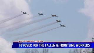 Flight team does unexpected special flyover at Fort Custer in Augusta [upl. by Aoket]