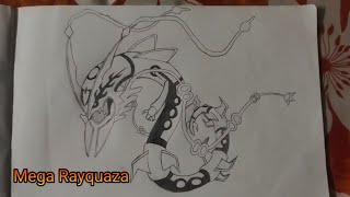 Draw Mega Rayquaza from Pokemon 🔥🔥 [upl. by Dulciana889]