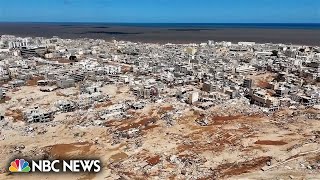 Drone video captures scale of catastrophic Libya flooding [upl. by Kauffman212]