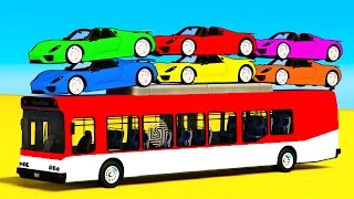 Color Car on Bus amp Spiderman Cars Cartoon for Kids amp Learn Colors for Children Nursery Rhymes Songs [upl. by Eddi]