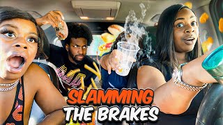 SLAMMING THE BREAKS PRANK ON SISTERS HILARIOUS [upl. by Vivyanne194]