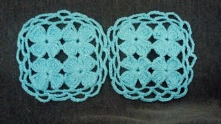 Quadrados de crochê com florzinhas  crochet motif [upl. by Larimor]