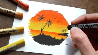 Como DESENHAR uma PAISAGEM com GIZ PASTEL OLEOSO PENTEL – passo a passo e dicas [upl. by Hiett]