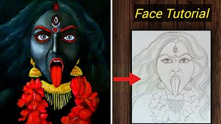 Maa kali face drawing  Maa kali drawing  Drawing tutorial  Happy Diwali 2020 ❤ [upl. by Nilpik]