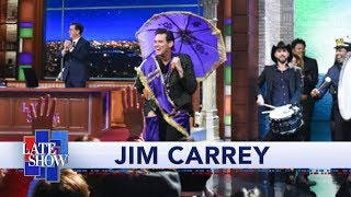 Jim Carrey Makes Late Show History With Grand New OrleansStyle Entrance [upl. by Ialohcin]