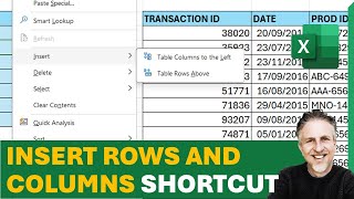 Inserting Rows and Columns in Excel  Shortcuts amp Tips and Tricks [upl. by Ytsrik762]