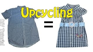 ERWACHSENEN HEMD  KINDERKLEID NÄHEN  DIY Upcycling  Nähen für Anfänger [upl. by Bopp74]