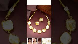 Gold Plated Mother Pearl Necklace Set 📿💕l pearl necklace jewellery evergreen fashion [upl. by Stephania393]