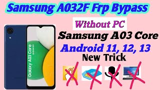 Samsung a03 Core Frp Bypass Samsung a032f Frp Bypass Samsung galaxy A03 Core Frp Bypass Without Pc [upl. by Alane]