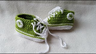 Babyschuhe häkeln – Turnschuhe – Sneakers  Teil 3  Lasche by BerlinCrochet [upl. by Melak806]