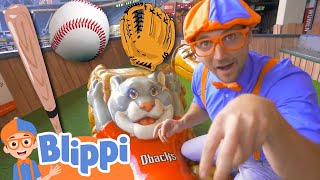 Blippi at the Baseball Stadium  Sports and Outdoor Activities for Kids [upl. by Auahsoj]